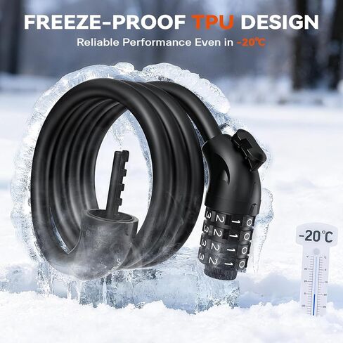 Sportneer Bike Cable Lock with 4-Digit Combination, TPU Anti-Freeze & Weatherproof 12mm Heavy Duty Steel Bike Lock, Bicycle Lock with Mounting Bracket for Bikes Scooters Strollers Outdoor Use - 4ft in Saudi Arabia