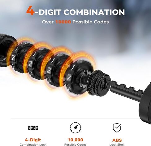 Sportneer Bike Cable Lock with 4-Digit Combination, TPU Anti-Freeze & Weatherproof 12mm Heavy Duty Steel Bike Lock, Bicycle Lock with Mounting Bracket for Bikes Scooters Strollers Outdoor Use - 4ft in Saudi Arabia