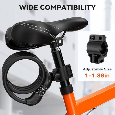 Sportneer Bike Cable Lock with 4-Digit Combination, TPU Anti-Freeze & Weatherproof 12mm Heavy Duty Steel Bike Lock, Bicycle Lock with Mounting Bracket for Bikes Scooters Strollers Outdoor Use - 4ft in Saudi Arabia