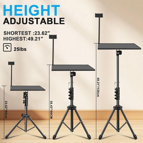 Projector Tripod Stand, 23-49" Height Adjustable Laptop Stand with Phone Holder, Portable Projector Stand, Tripod for Projector, DJ, Laptop, Projector Floor Stand for Office, Home, Outdoor in Saudi Arabia