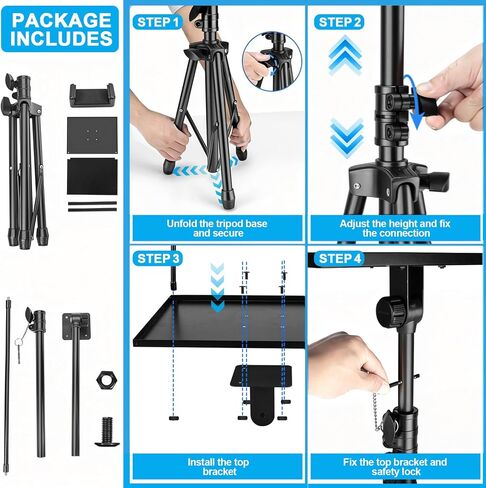 Projector Tripod Stand, 23-49" Height Adjustable Laptop Stand with Phone Holder, Portable Projector Stand, Tripod for Projector, DJ, Laptop, Projector Floor Stand for Office, Home, Outdoor in Saudi Arabia