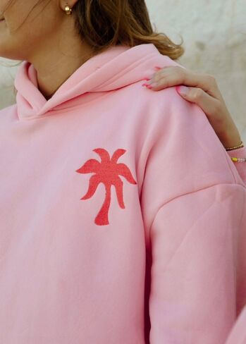 Pink Palm Puff "Everything Comes in Waves" Hoodie in Pink in Kuwait