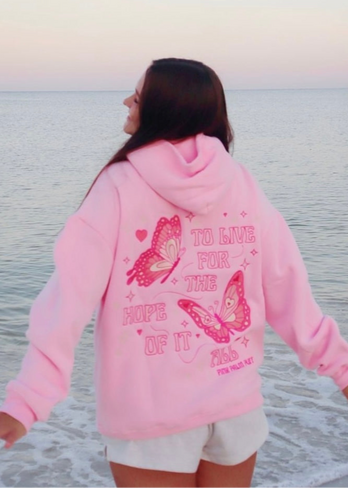 Pink Palm Puff "To Live For the Hope of it All" Hoodie in Pink in Kuwait