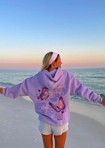 Pink Palm Puff "To Live For the Hope of it All" Hoodie in Lilac in Kuwait