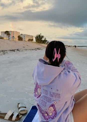 Pink Palm Puff "To Live For the Hope of it All" Hoodie in Lilac in Kuwait