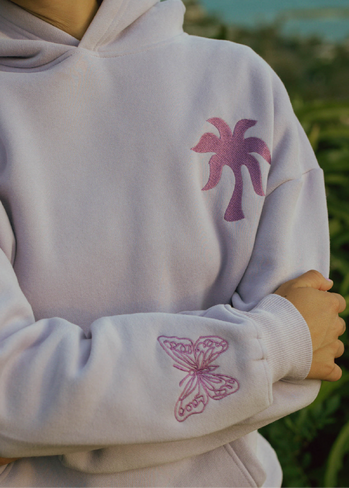 Pink Palm Puff "To Live For the Hope of it All" Hoodie in Lilac in Kuwait