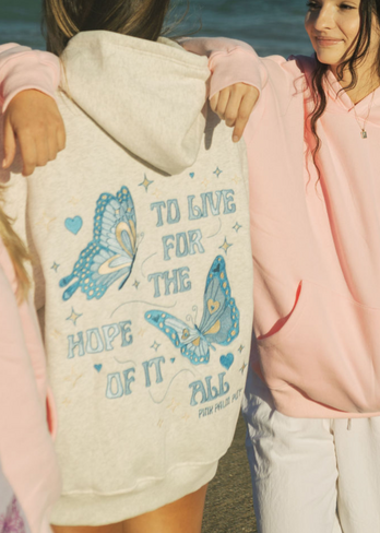 Pink Palm Puff "To Live For the Hope of it All" Hoodie in Heather in Kuwait