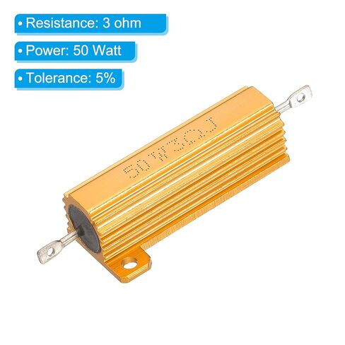 PATIKIL 50W 3 Ohm Aluminum Shell Resistor, 5 Pack Aluminum Housing Resistor Housed Case Wirewound Resistors Screw Tap Power Resistor 5% Tolerance, Golden in Kuwait