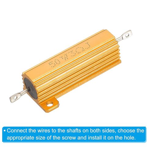 PATIKIL 50W 3 Ohm Aluminum Shell Resistor, 5 Pack Aluminum Housing Resistor Housed Case Wirewound Resistors Screw Tap Power Resistor 5% Tolerance, Golden in Kuwait