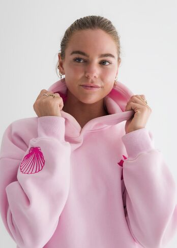 Pink Palm Puff "Hawaii Hibiscus" Hoodie in Blush in Kuwait
