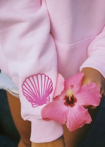 Pink Palm Puff "Hawaii Hibiscus" Hoodie in Blush in Kuwait
