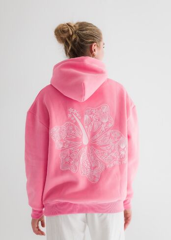 Pink Palm Puff "Hawaii Hibiscus" Hoodie in Sonic Pink in Kuwait