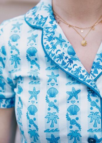 Pink Palm Puff Pink Palm Pajamas in Seabreeze in Kuwait