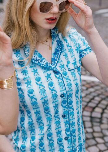 Pink Palm Puff Pink Palm Pajamas in Seabreeze in Kuwait