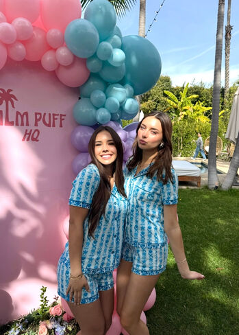 Pink Palm Puff Pink Palm Pajamas in Seabreeze in Kuwait