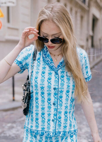 Pink Palm Puff Pink Palm Pajamas in Seabreeze in Kuwait