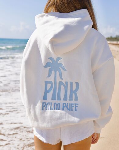 Pink Palm Puff Classic Puff Hoodie in Ocean Air in Kuwait
