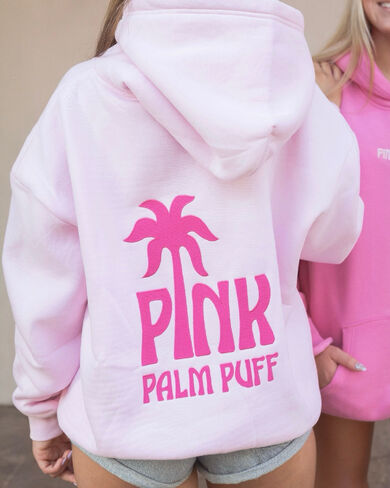 Pink Palm Puff Classic Puff Hoodie in Blush in Kuwait