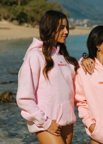 Pink Palm Puff Classic Puff Hoodie in Blush in Kuwait