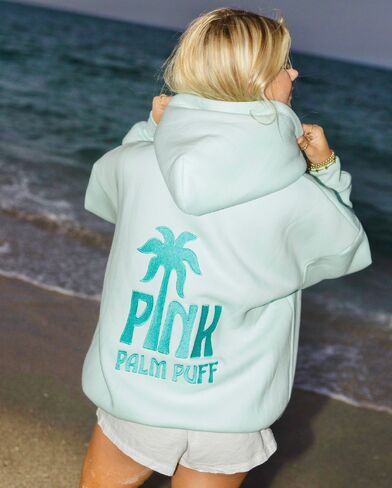 Pink Palm Puff Classic Puff Hoodie in Mint Breeze in Kuwait