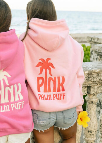 Pink Palm Puff Classic Puff Hoodie in Pink in Kuwait