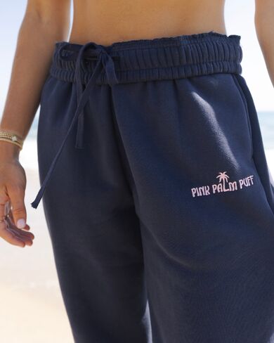 Pink Palm Puff Classic Sweatpants in Navy in Kuwait
