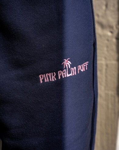 Pink Palm Puff Classic Sweatpants in Navy in Kuwait