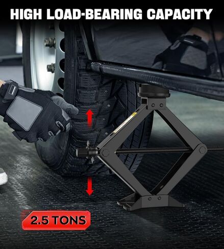 Car Jack Kit 2.5 Ton Scissor Jack with Ratchet Wrench, Tire Changing Kit Compatible with Various Circular Jack Pads in Kuwait