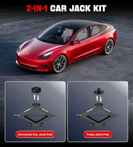 Car Jack Kit 2.5 Ton Scissor Jack with Ratchet Wrench, Tire Changing Kit Compatible with Various Circular Jack Pads in Kuwait