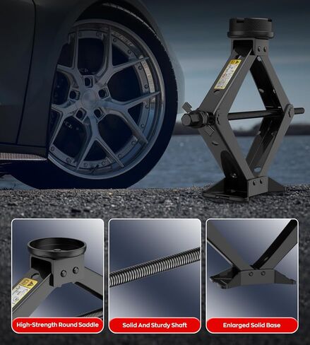 Car Jack Kit 2.5 Ton Scissor Jack with Ratchet Wrench, Tire Changing Kit Compatible with Various Circular Jack Pads in Kuwait