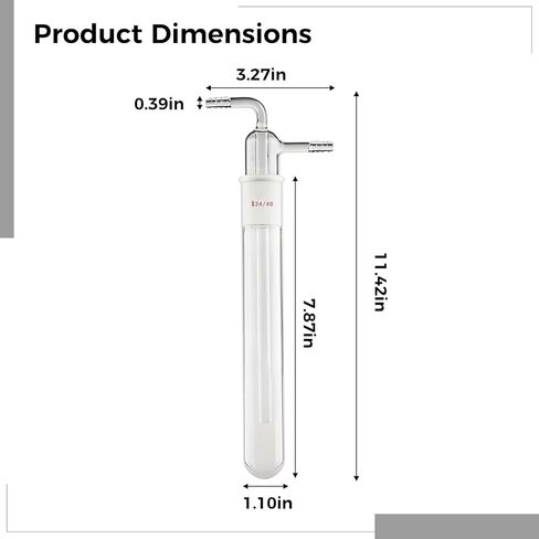 24/40 Joint Cold Trap Schlenk Tube, Hand Blown High Borosilicate Glass, Lab Glassware for Vacuum Protection in Kuwait