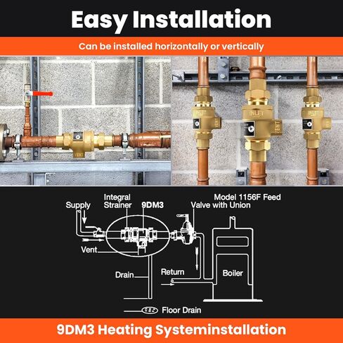 1/2 "9D-M3 Backflow Prefter ، صمام فحص مزدوج نحاس مع تنفيس في الغلاف الجوي الوسيط ، 1/2 بوصة صمام مانع التدفق الإناث ، 190T012 ، استبدال واتس in Kuwait