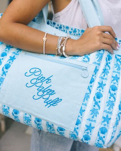 Pink Palm Puff Couture Carryall in Seabreeze (Reversible) in Kuwait