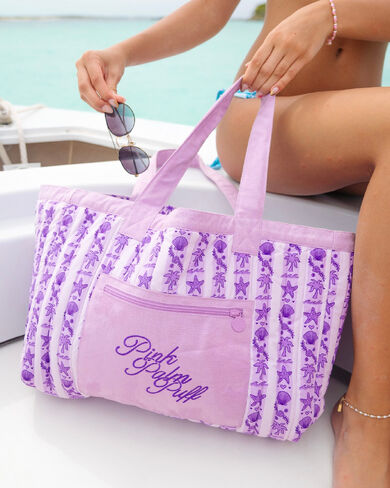 Pink Palm Puff Couture Carryall in Twilight (Reversible) in Kuwait