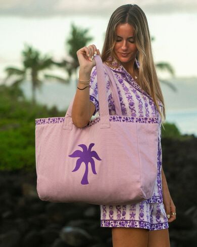Pink Palm Puff Couture Carryall in Twilight (Reversible) in Kuwait