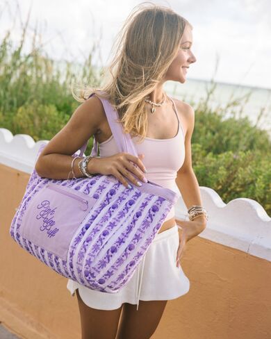 Pink Palm Puff Couture Carryall in Twilight (Reversible) in Kuwait