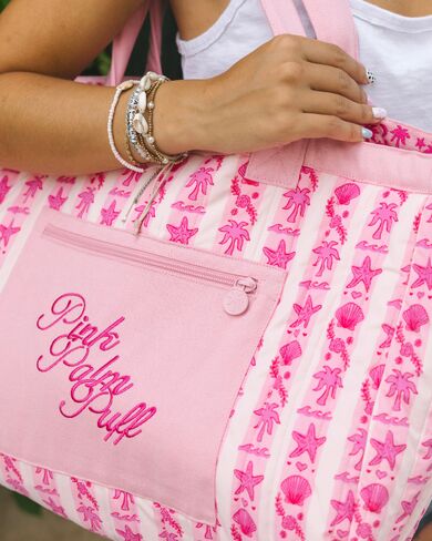 Pink Palm Puff Couture Carryall in Blush Bay (Reversible) in Kuwait