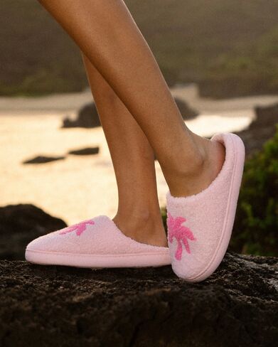 Pink Palm Puff Malibu Slippers in Blush Bay in Kuwait