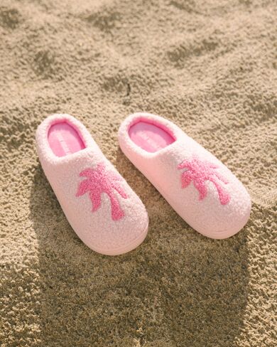 Pink Palm Puff Malibu Slippers in Blush Bay in Kuwait