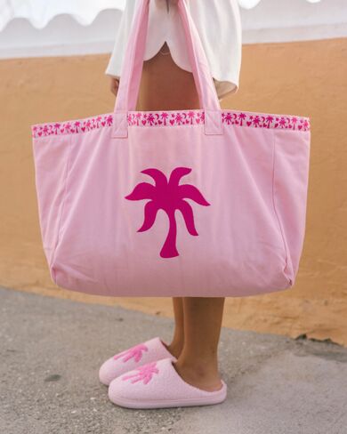 Pink Palm Puff Malibu Slippers in Blush Bay in Kuwait