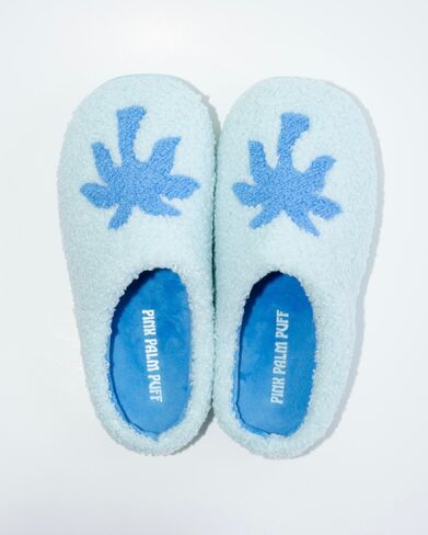 Pink Palm Puff Malibu Slippers in Seabreeze in Kuwait