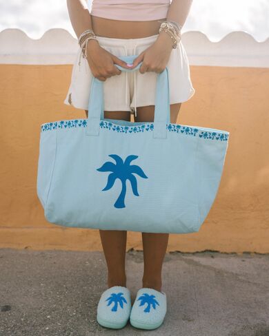 Pink Palm Puff Malibu Slippers in Seabreeze in Kuwait