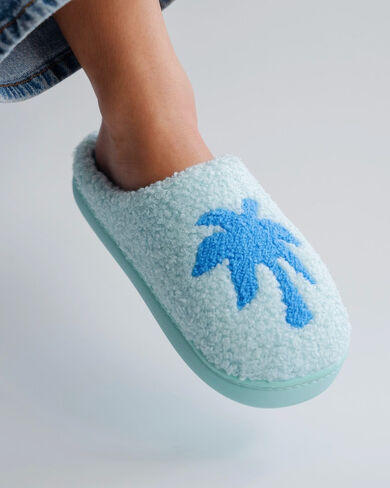 Pink Palm Puff Malibu Slippers in Seabreeze in Kuwait