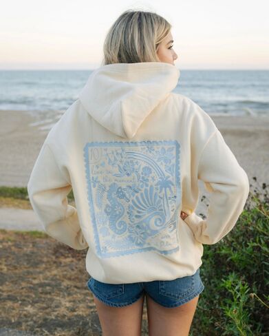 Pink Palm Puff "Live in the Moment" Hoodie in Sand in Kuwait