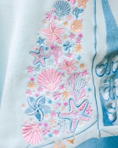 Pink Palm Puff “Chase the Sun” Relaxed Hoodie in Sky Blue in Kuwait