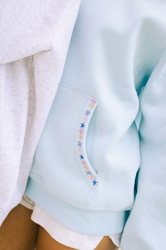 Pink Palm Puff “Chase the Sun” Relaxed Hoodie in Sky Blue in Kuwait