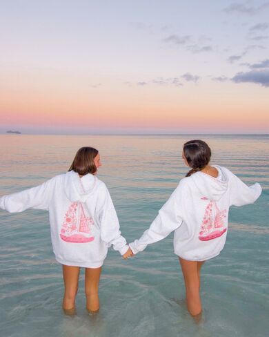 Pink Palm Puff “Chase the Sun” Relaxed Hoodie in Heather Cloud in Kuwait