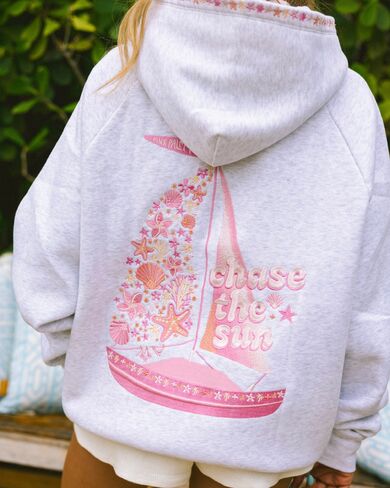 Pink Palm Puff “Chase the Sun” Relaxed Hoodie in Heather Cloud in Kuwait