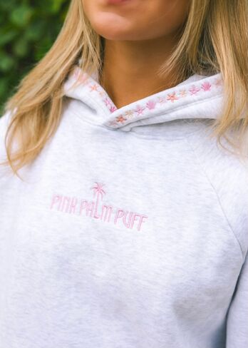 Pink Palm Puff “Chase the Sun” Relaxed Hoodie in Heather Cloud in Kuwait