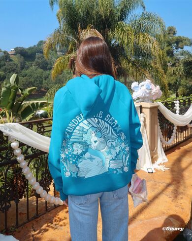 Pink Palm Puff “Under the Sea” Relaxed Hoodie in Deep Blue in Kuwait